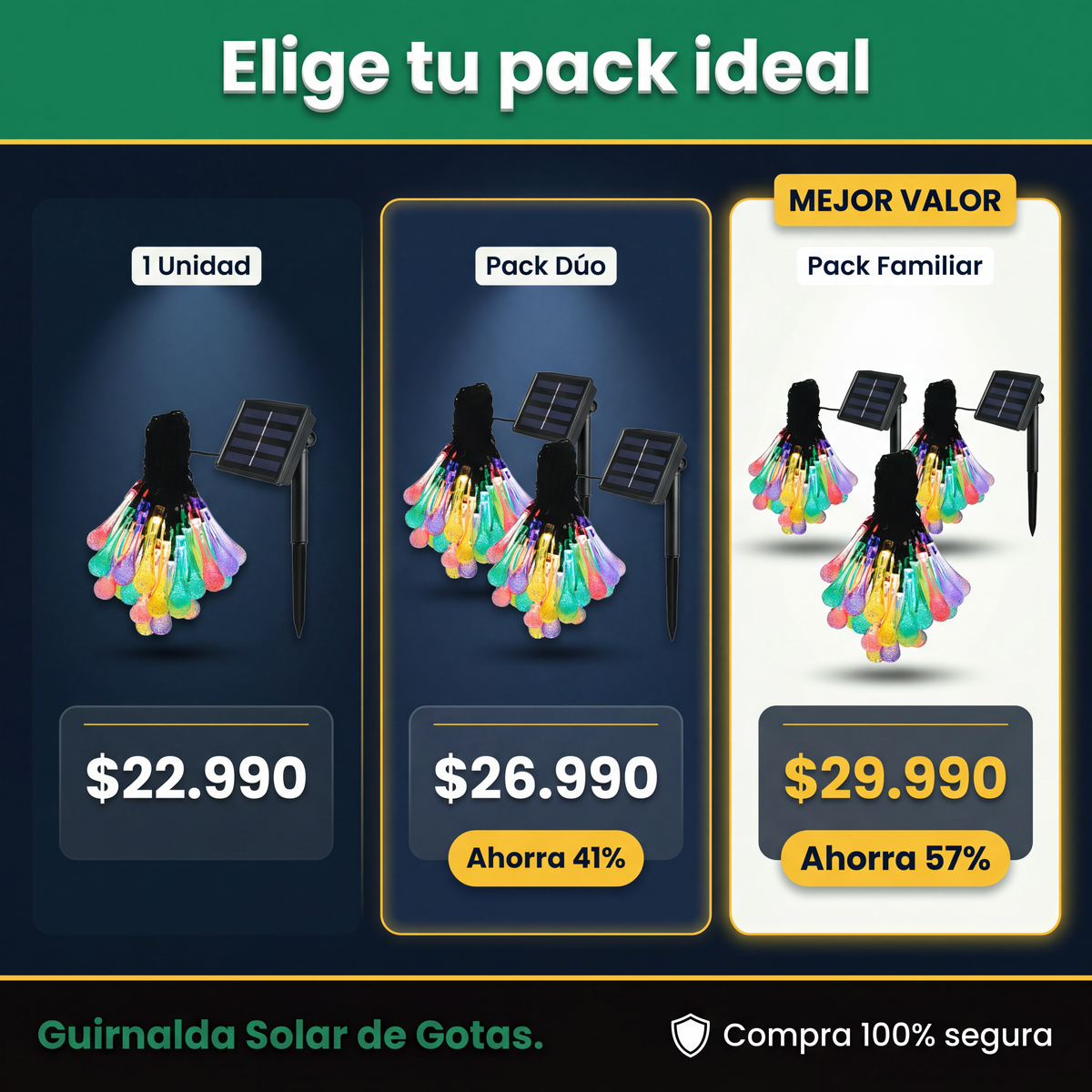 Guirnalda Solar de Gotas 5 m 20 LED