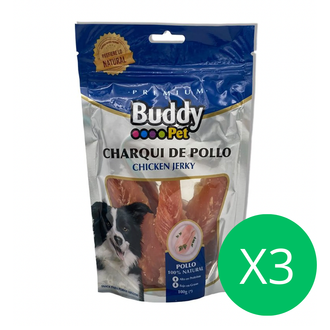 Set de 3 Snacks - Charqui de Pollo para Perros