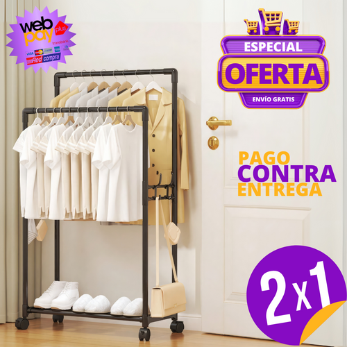 🎁 Pack 2 x 1 Perchero Móvil con Ruedas