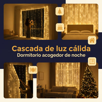 Cortina de Luces LED Cálidas 3x2 m