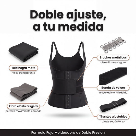 Faja Moldeadora de Doble Presión — broches, banda de velcro y tirantes ajustables