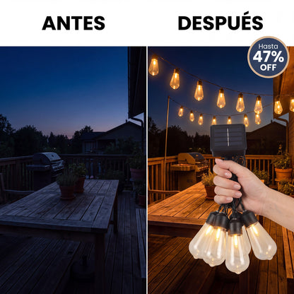 Guirnalda Solar antes y después