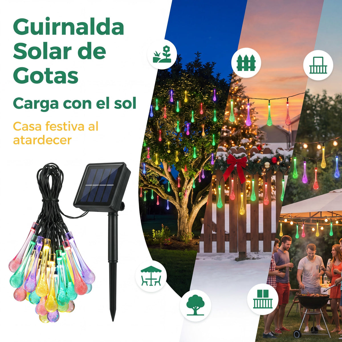 Guirnalda Solar de Gotas 5 m 20 LED