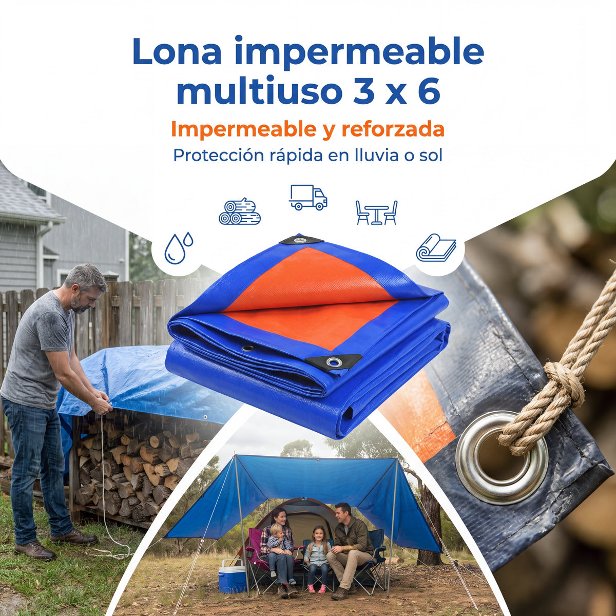 Lona impermeable multiuso 3x6 m