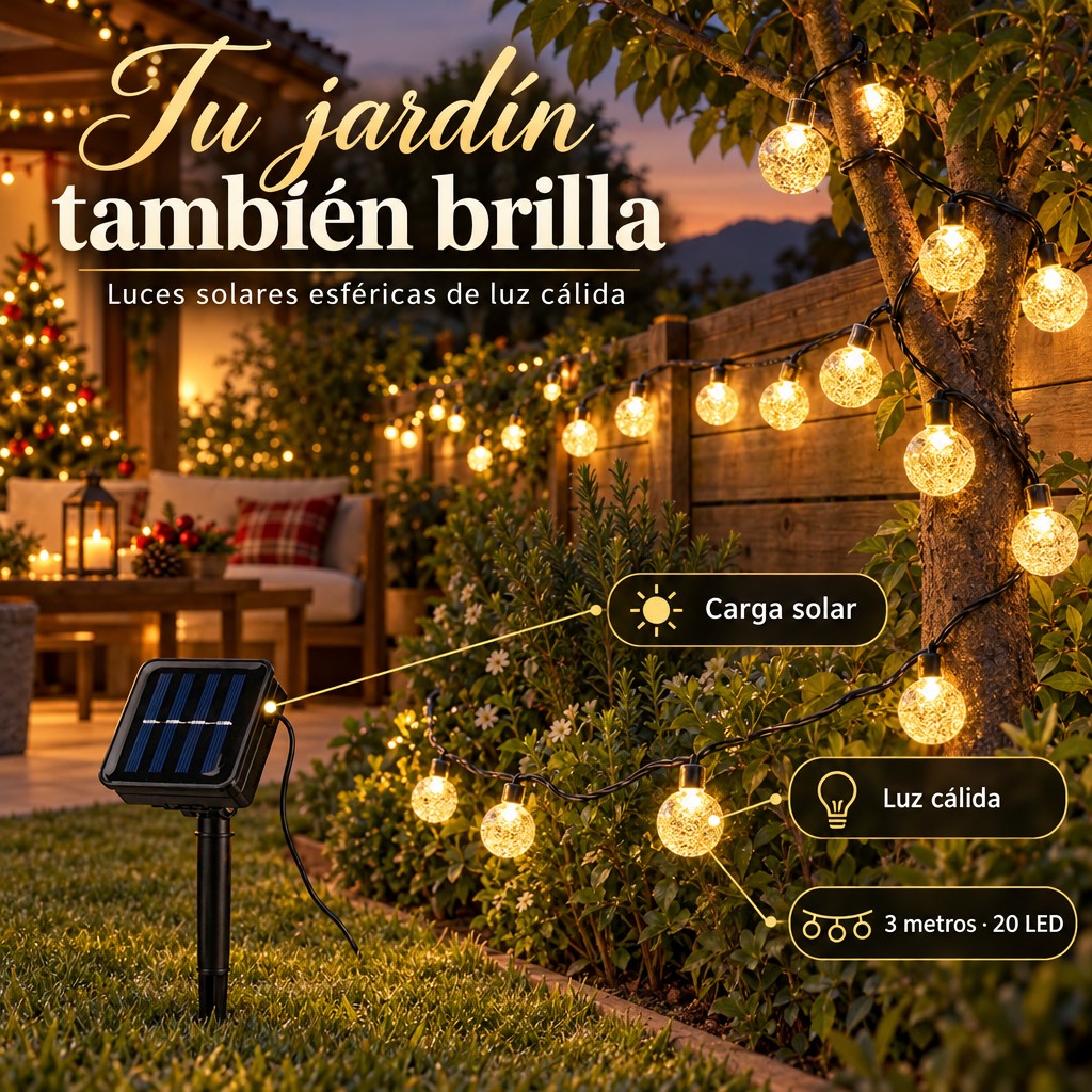 Luz Solar Esférica 3 m Cálida — upsell