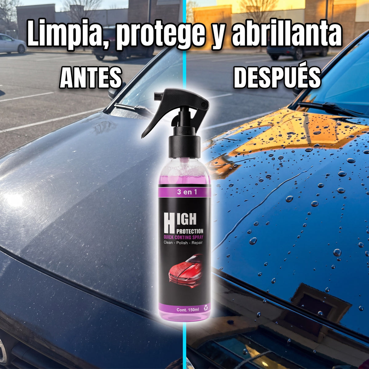 Comparación de la pintura antes y después del tratamiento