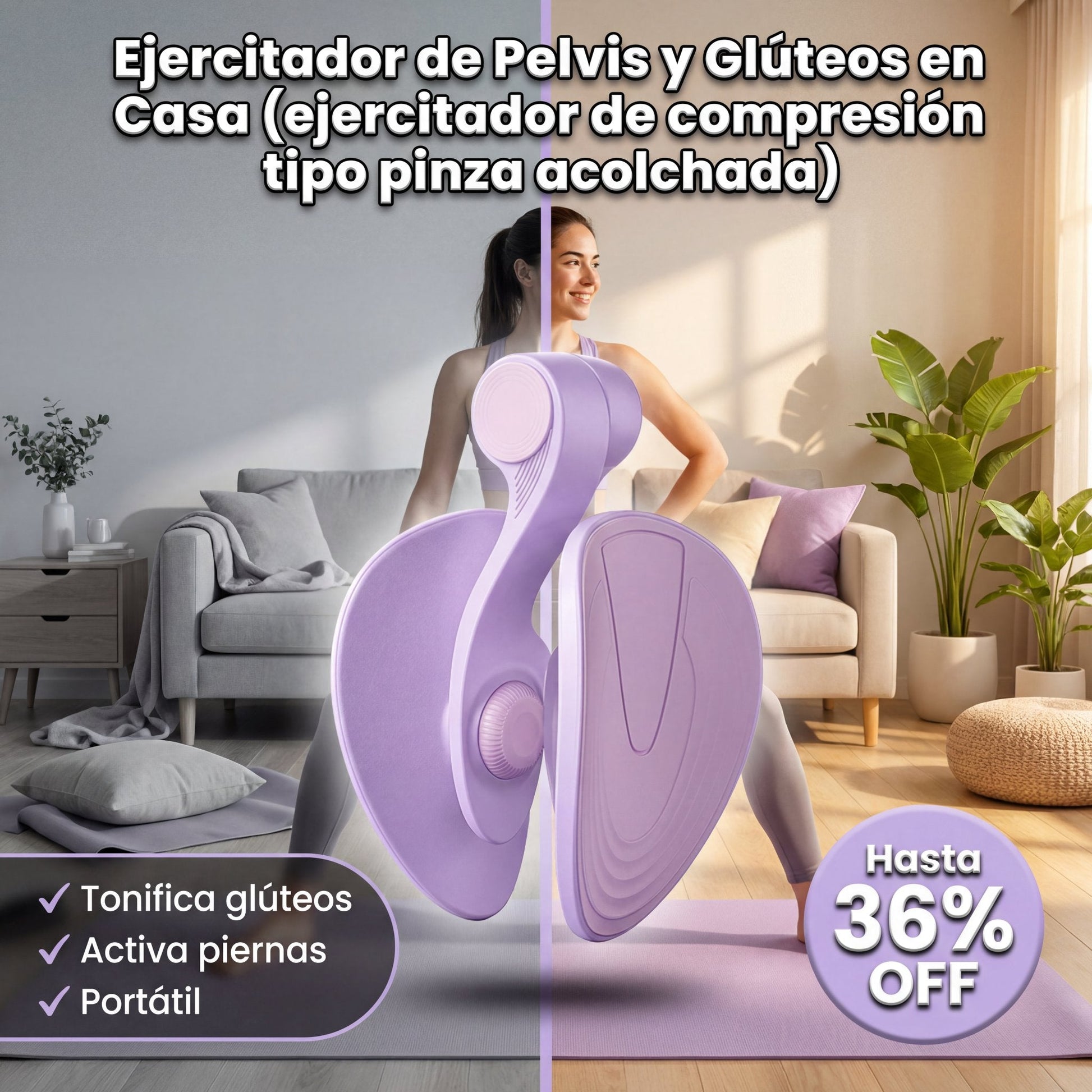 Ejercitador de pelvis y glúteos en uso