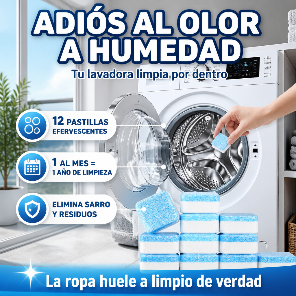 Pastillas Limpiadoras para Lavadora - Adios al olor a humedad
