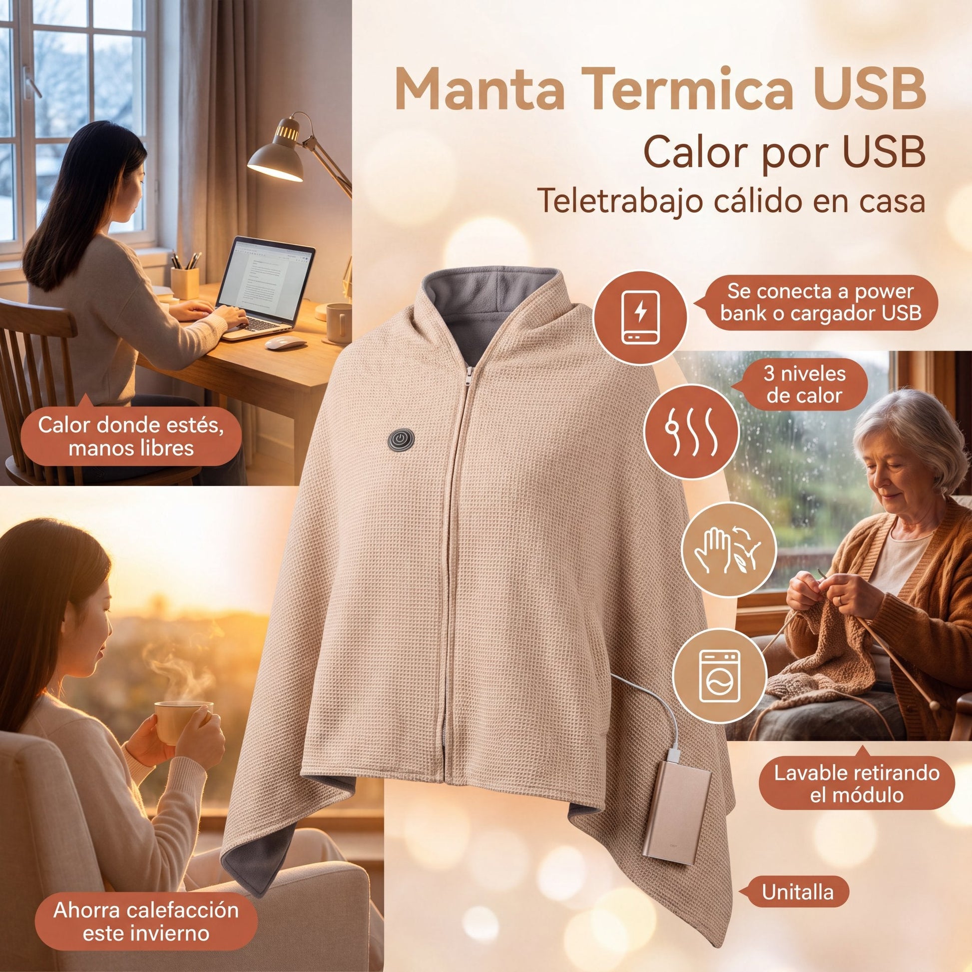 Manta Termica USB Poncho - principal