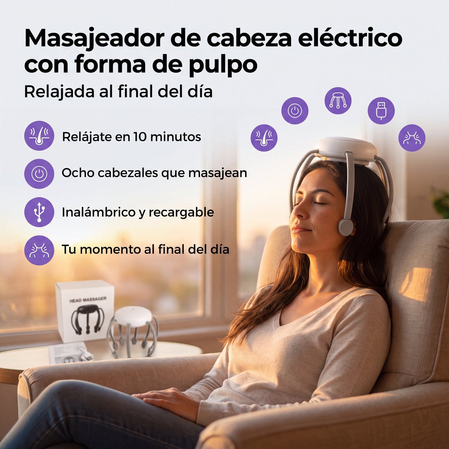Masajeador de Cabeza Pulpo Recargable
