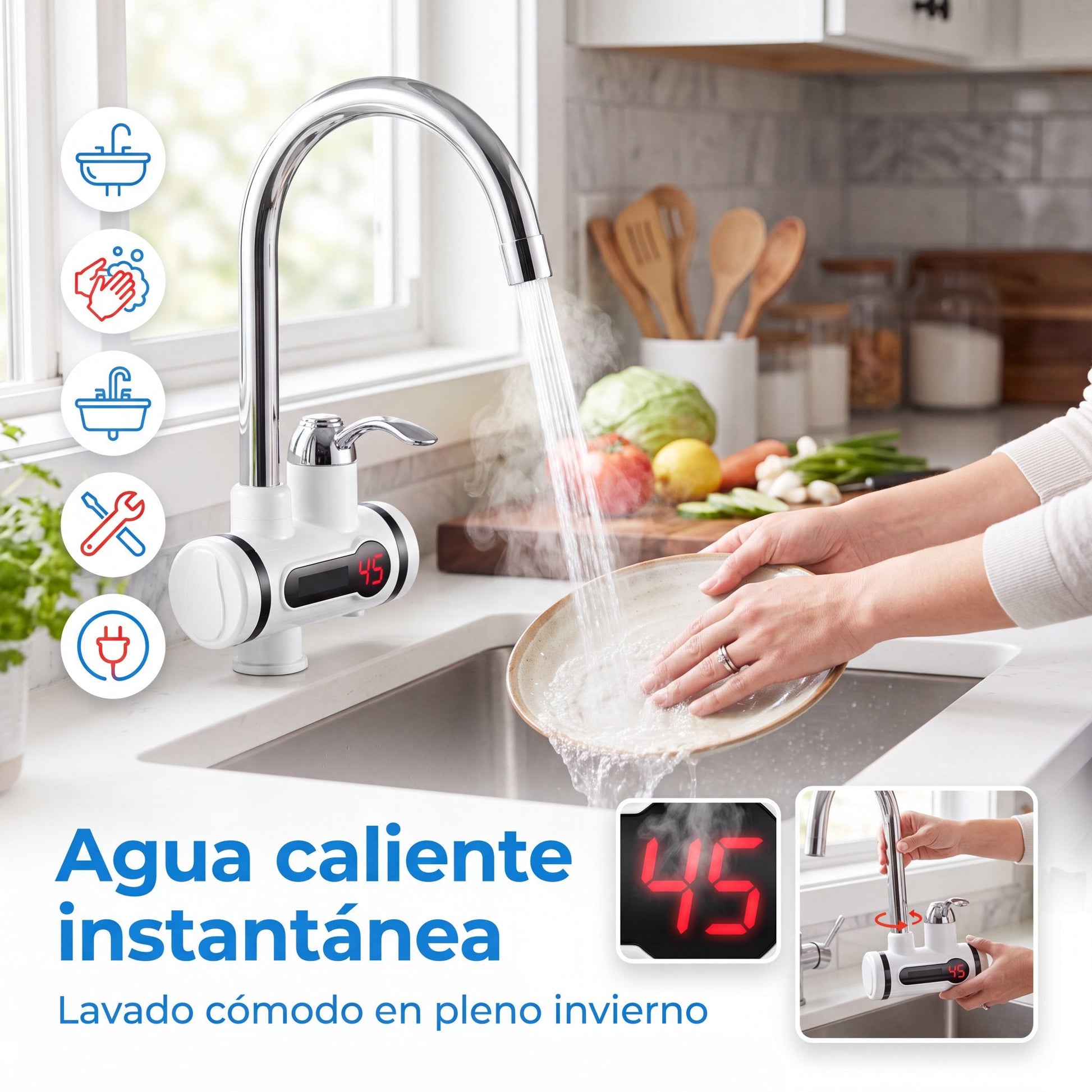 Grifo Calentador de Agua Eléctrico - agua caliente instantánea