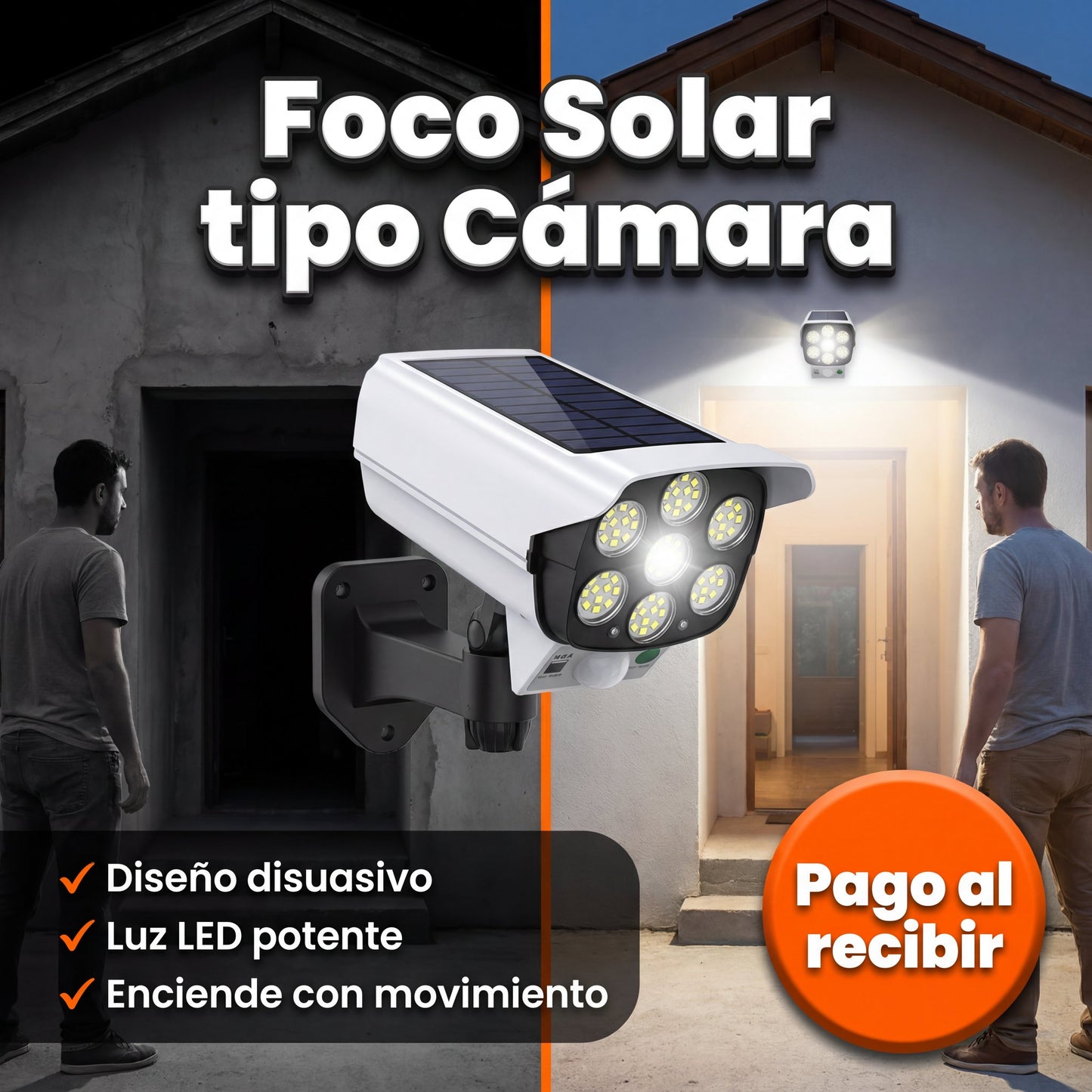 Foco Solar tipo Cámara - sensor de movimiento