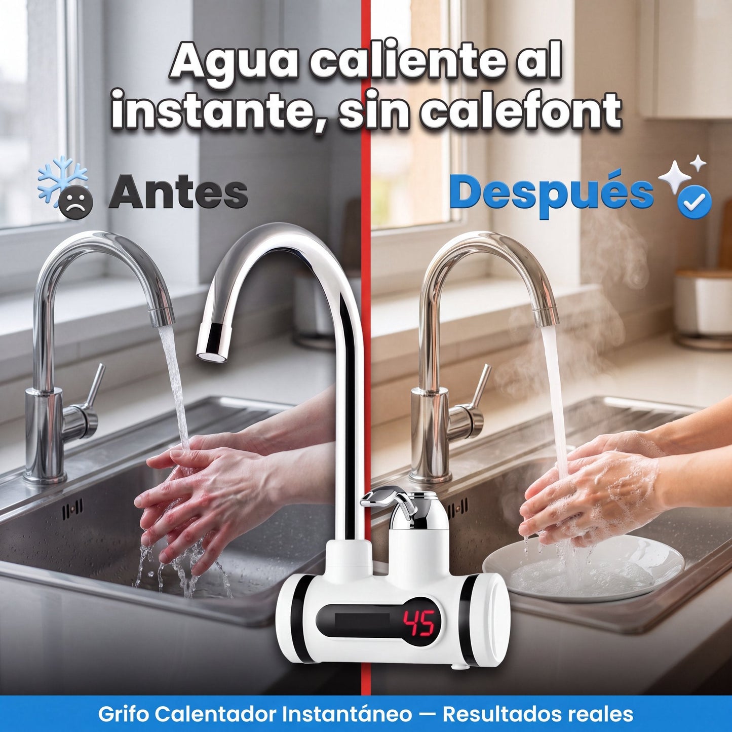 Antes y después: agua helada vs agua caliente