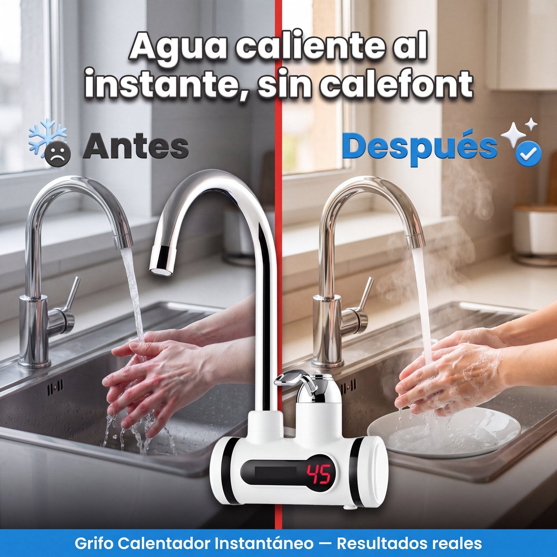 Antes y después: agua helada vs agua caliente