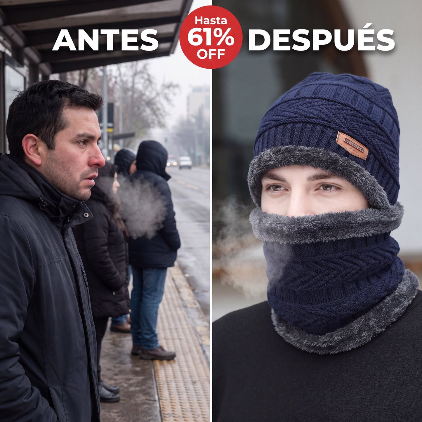 Gorro y cuello polar en uso
