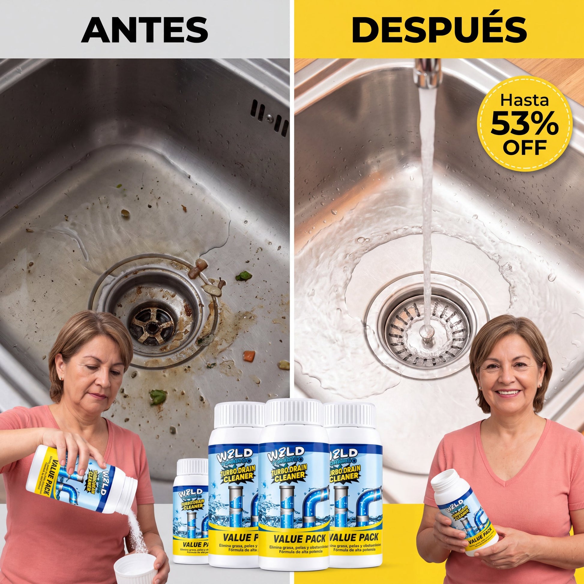 Antes y despues del desague