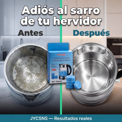 Antes y después sarro hervidor