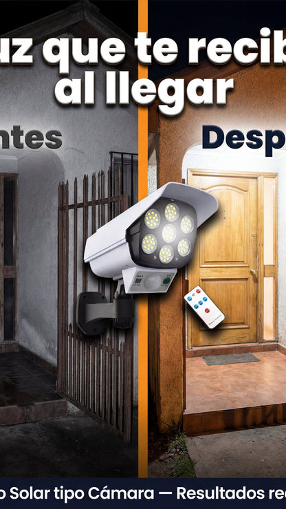 Foco Solar tipo Cámara - antes y después