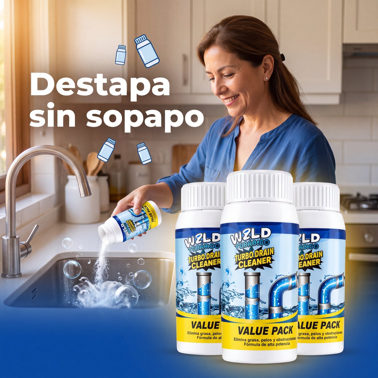 Polvo Limpiador de Drenaje Pack 3
