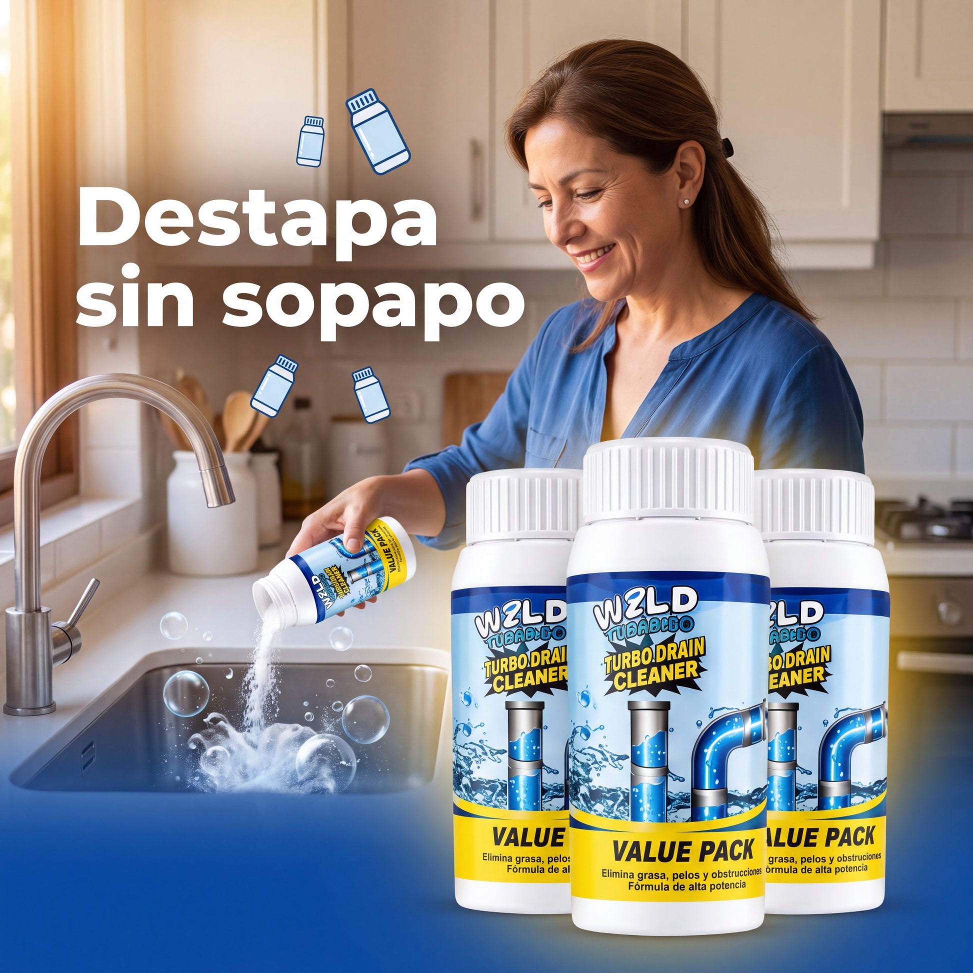 Polvo Limpiador de Drenaje Pack 3