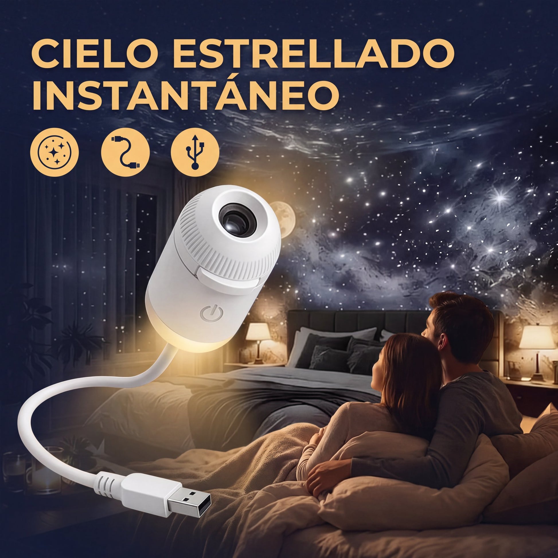 Mini Proyector de Estrellas USB 2en1