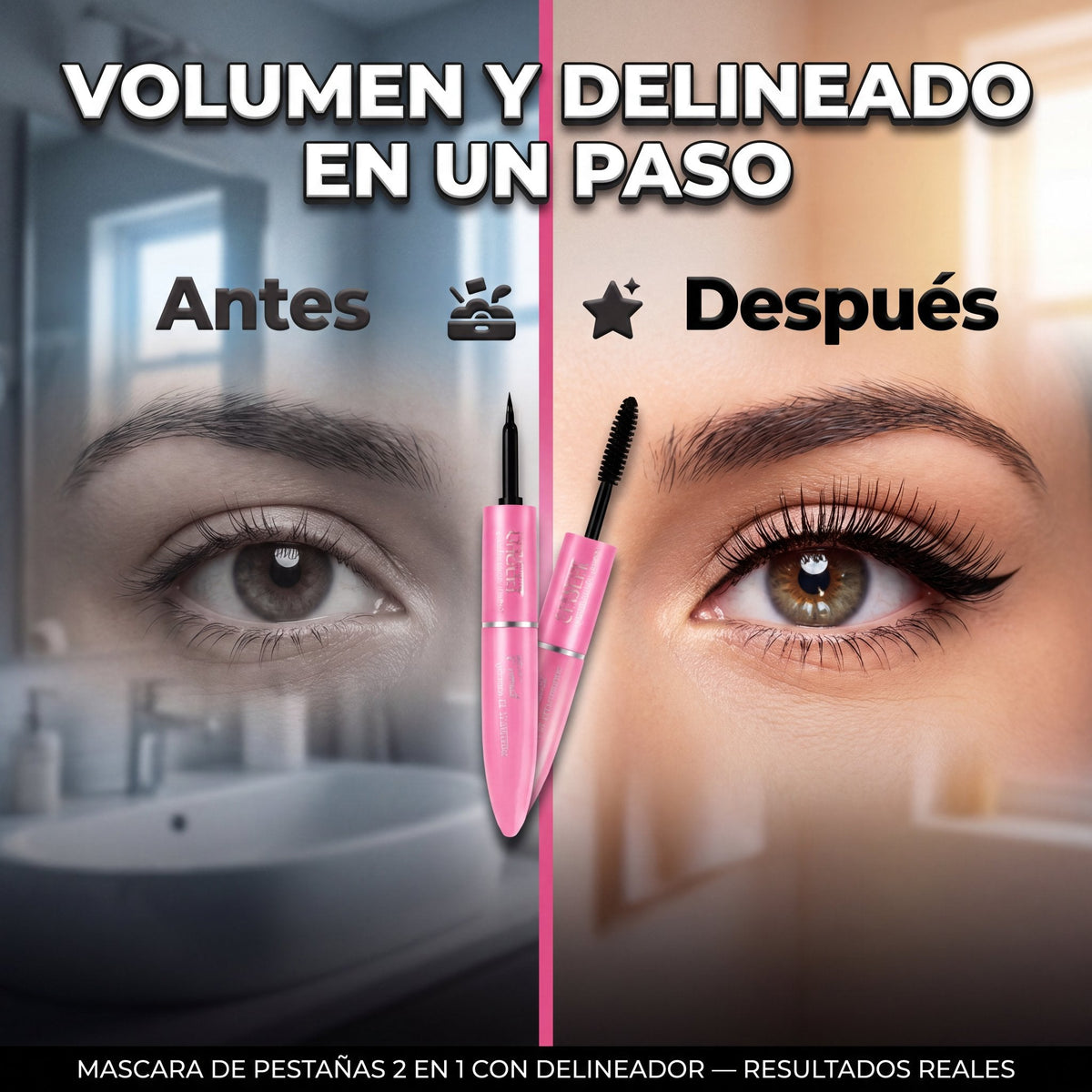 Antes y después - Máscara de Pestañas 2 en 1
