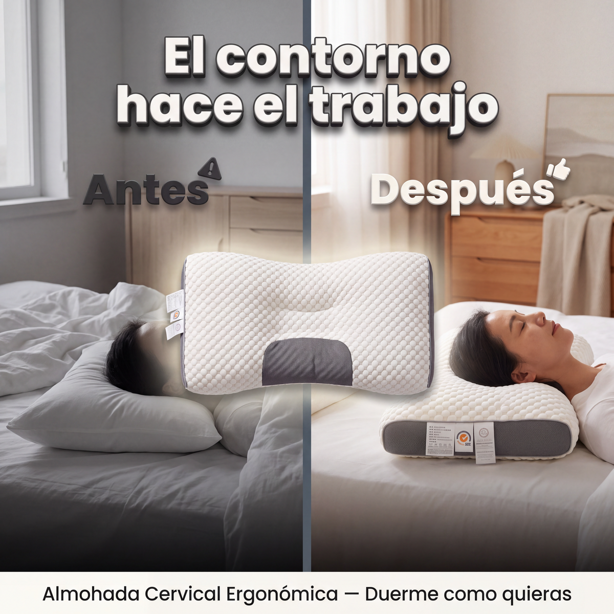 Almohada Cervical Ergonómica — el contorno hace el trabajo