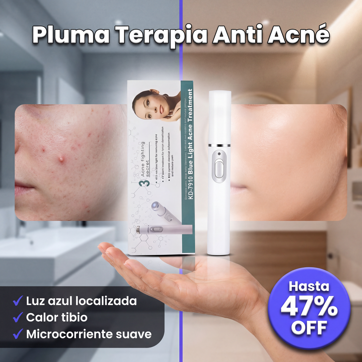 Pluma Terapia Anti Acné KD-7910 - antes y después, hasta 47% OFF