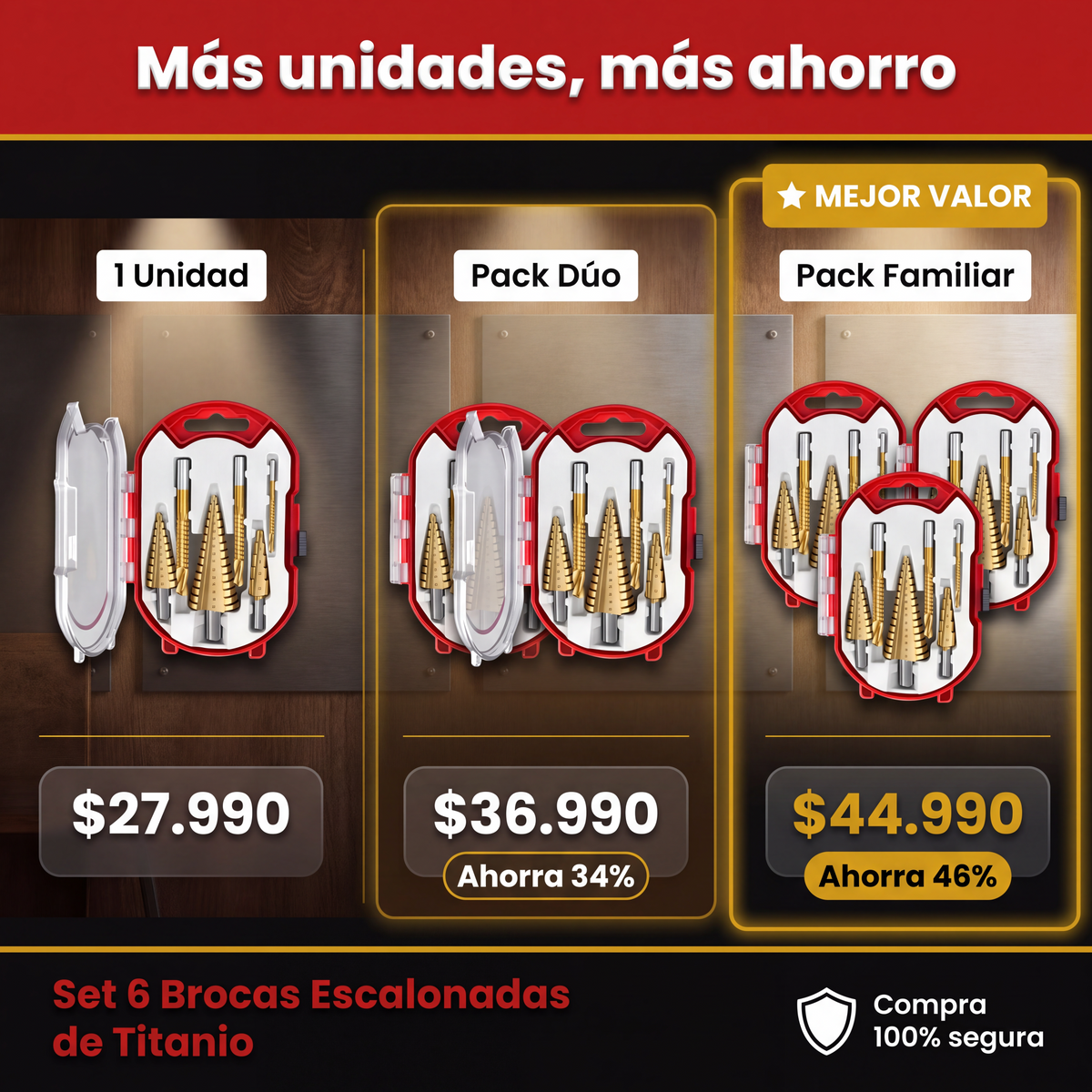 Packs disponibles del set de brocas