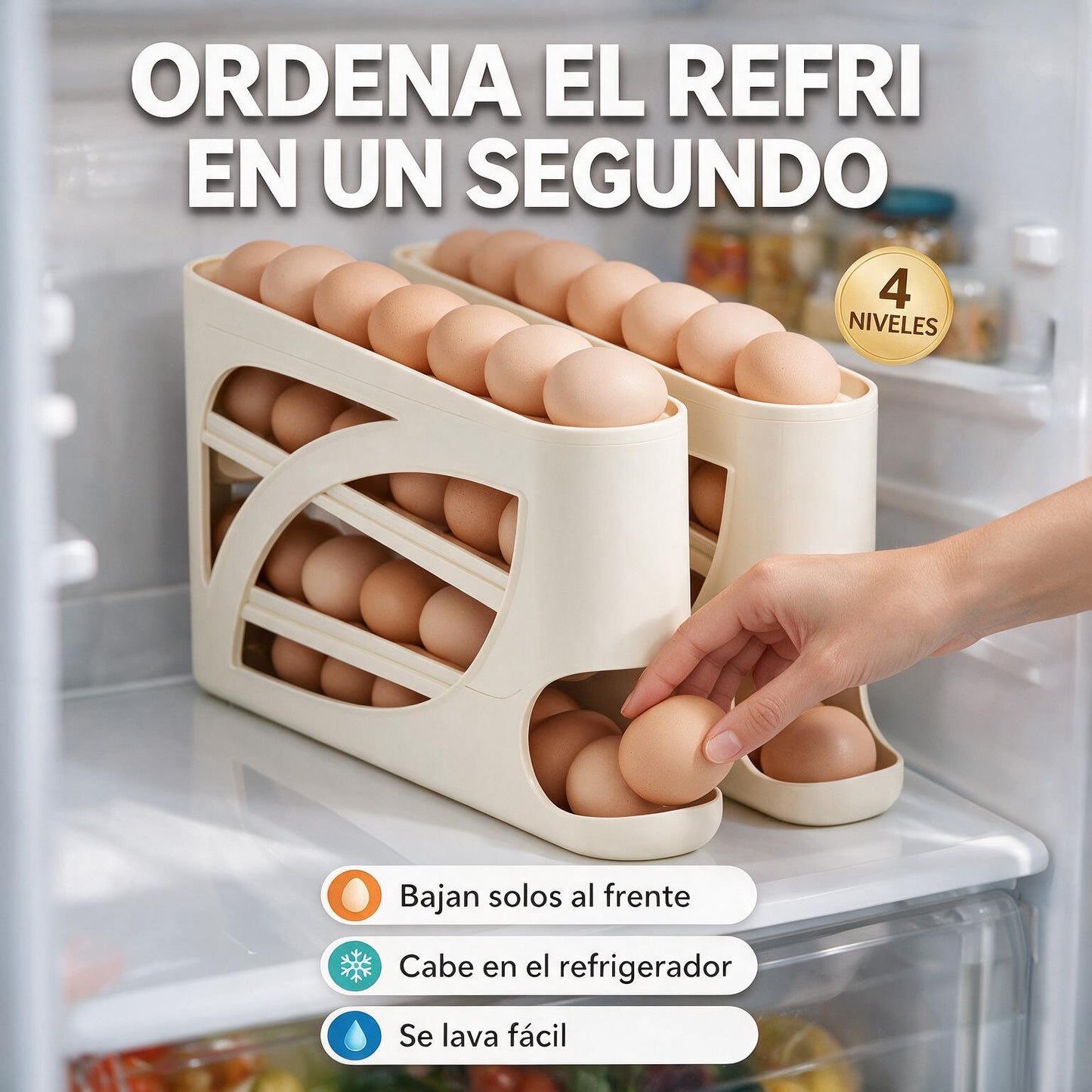 Dispensador de huevos 4 niveles