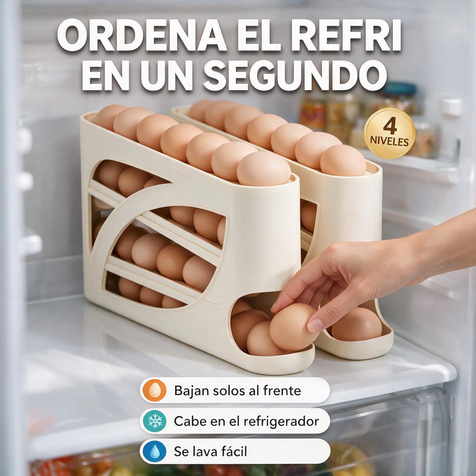 Dispensador de huevos 4 niveles