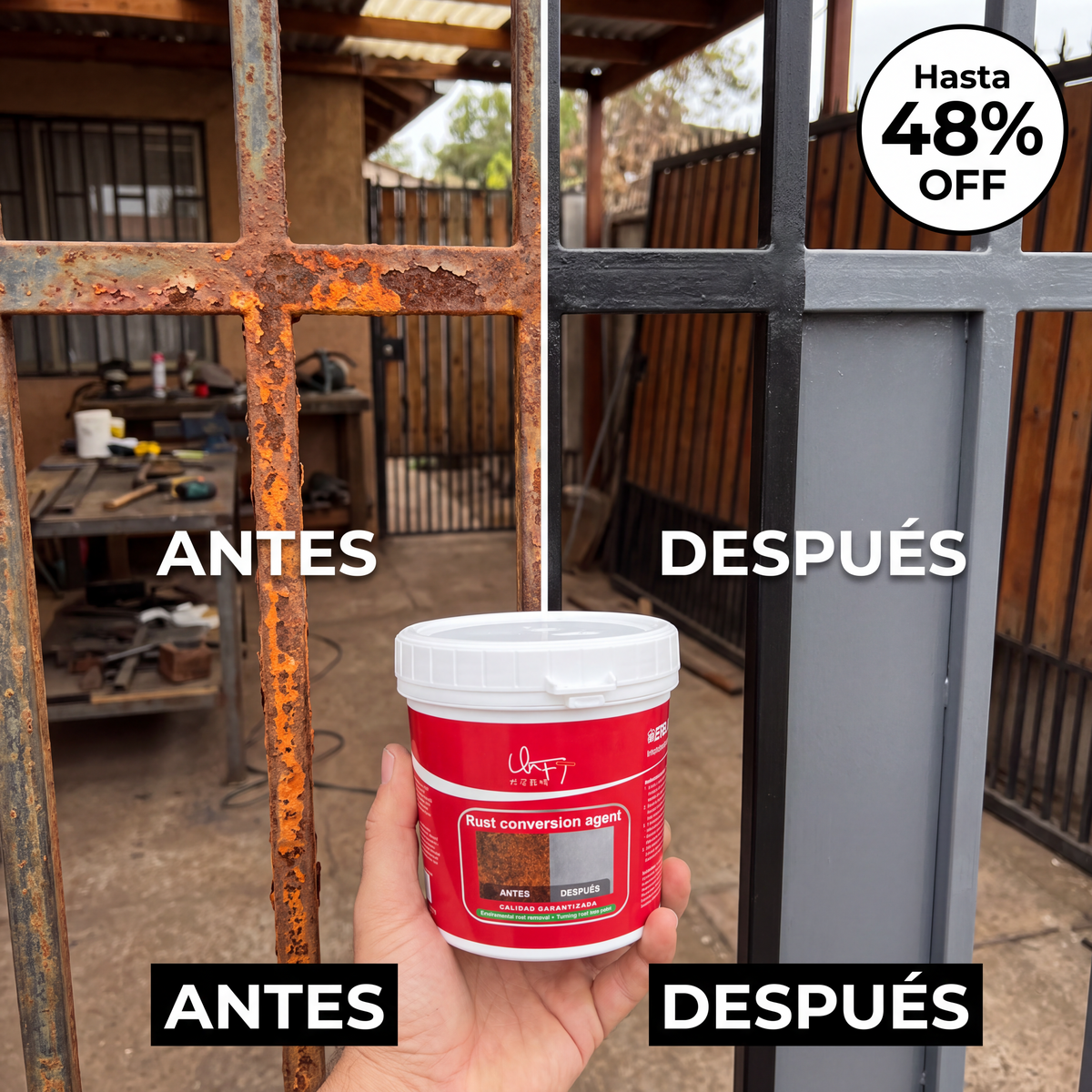 Reja antes y después de aplicar el convertidor