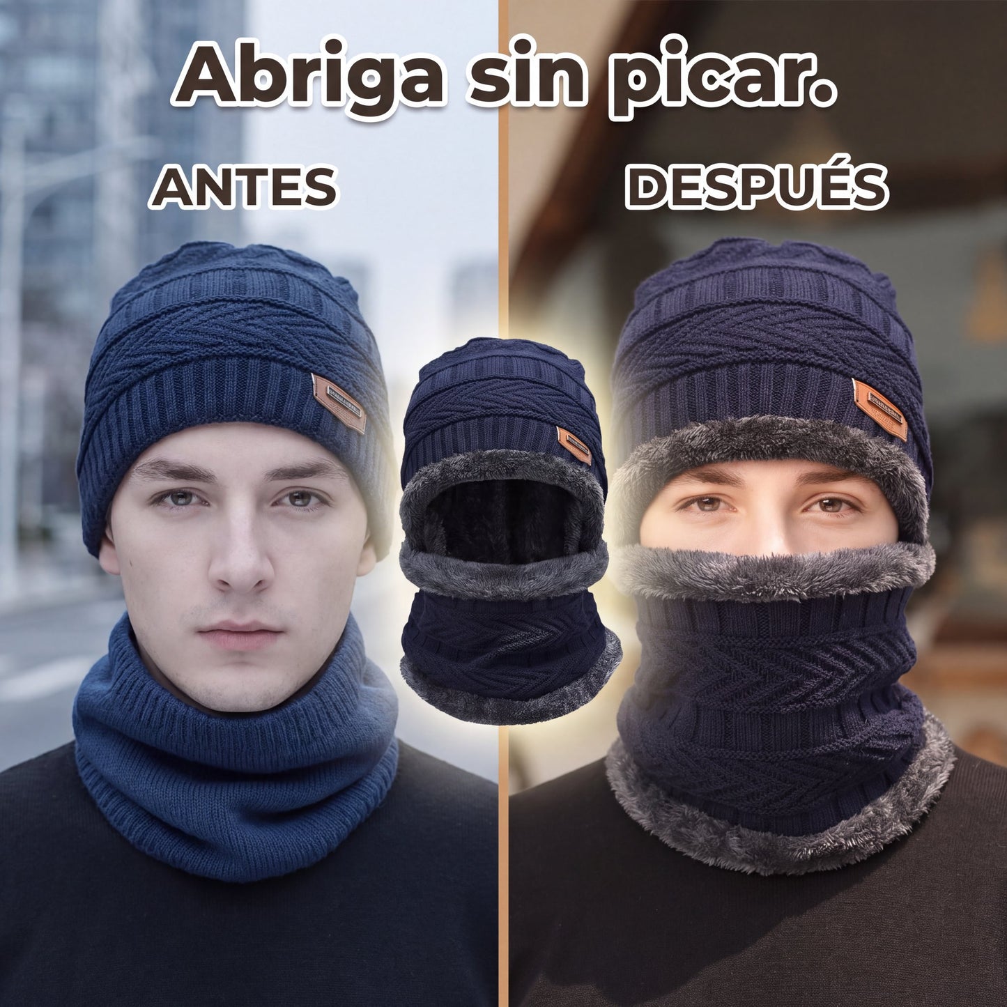 Antes y después del frío en la cara