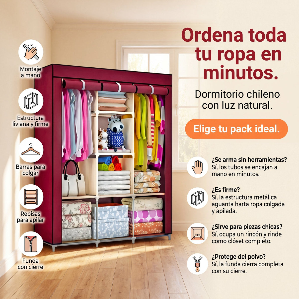 Armario Closet Ropero Armable - hero
