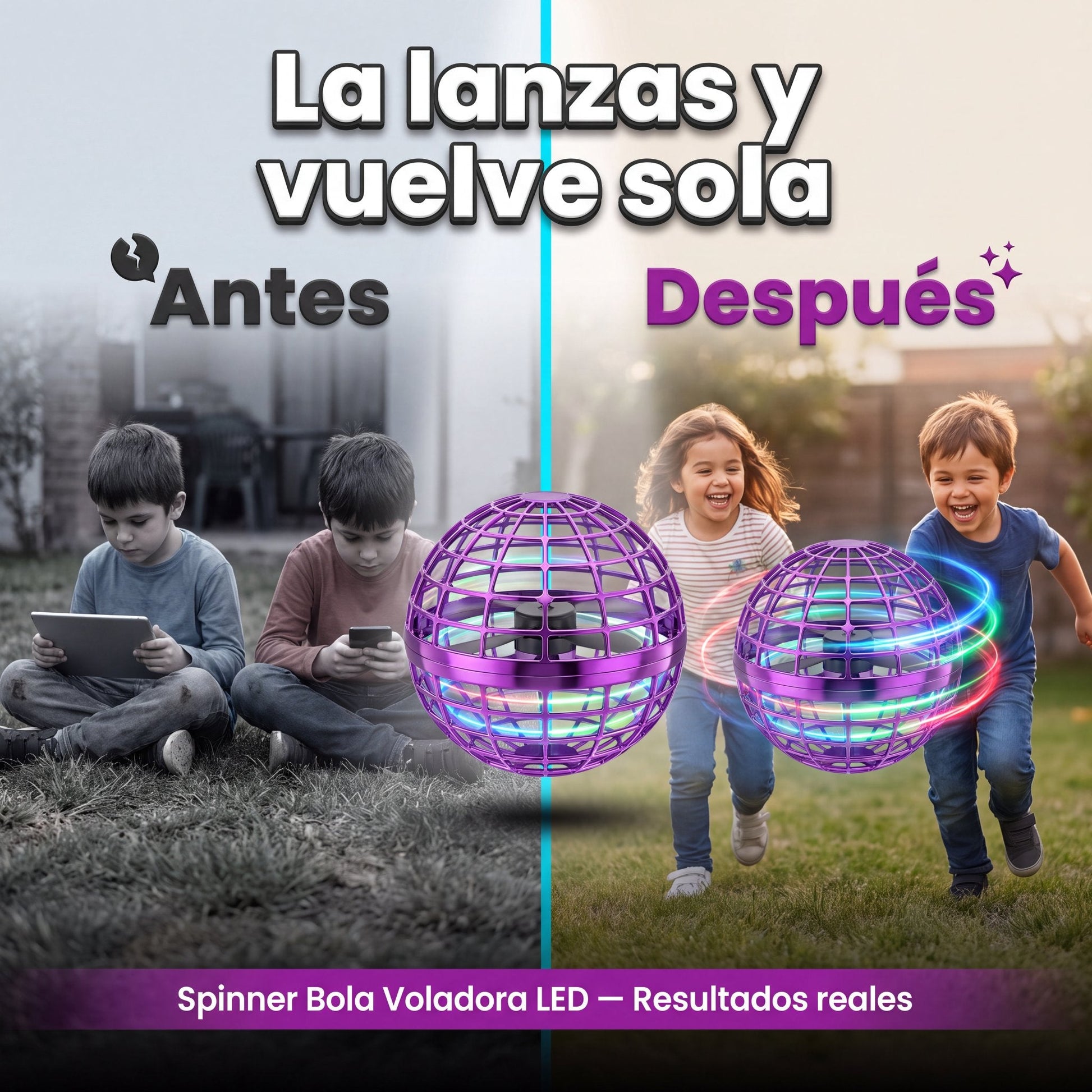 Niños jugando con la bola voladora