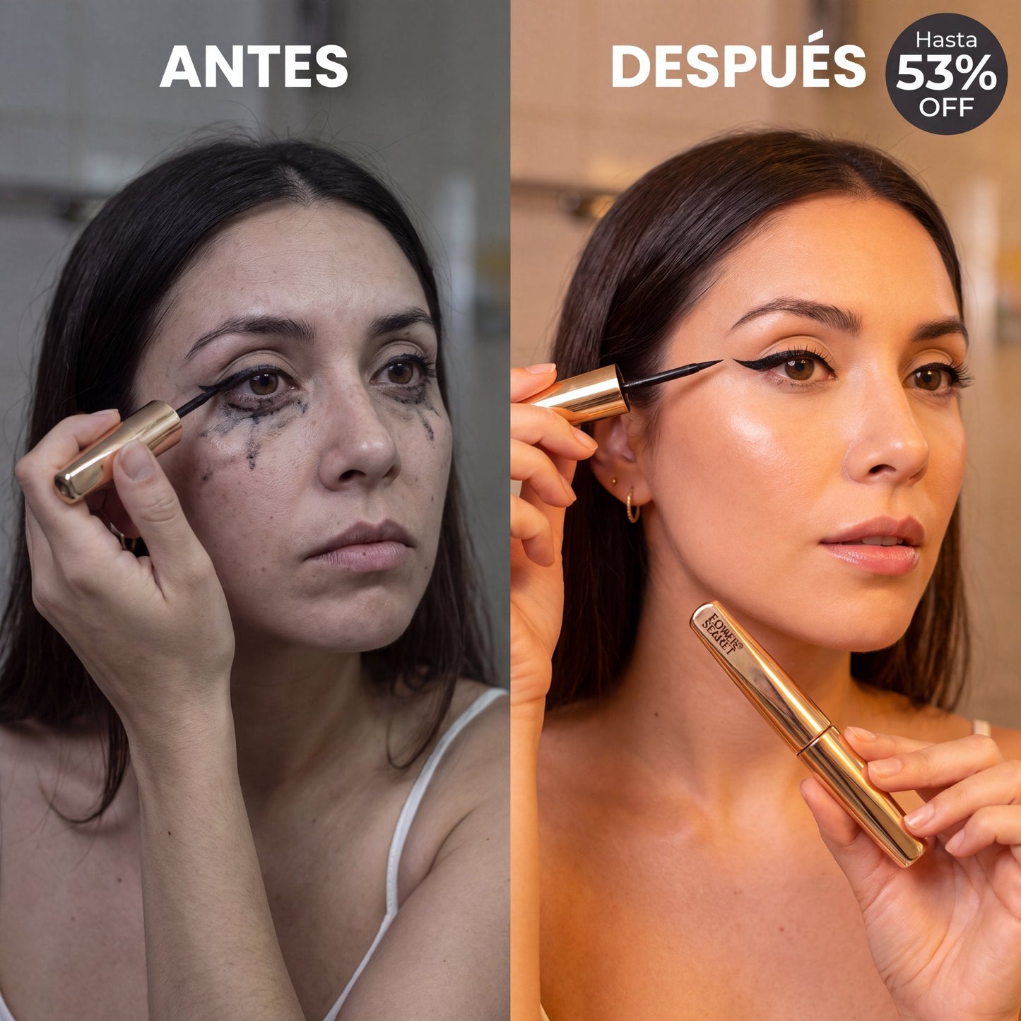 Antes y despues del delineado