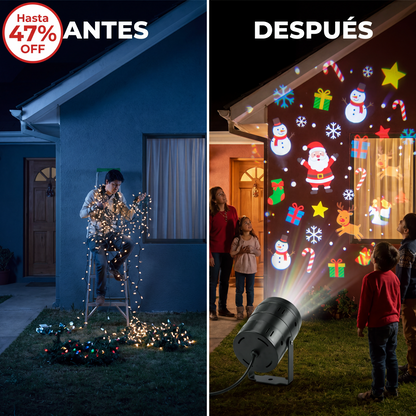 Proyector navideño antes y después