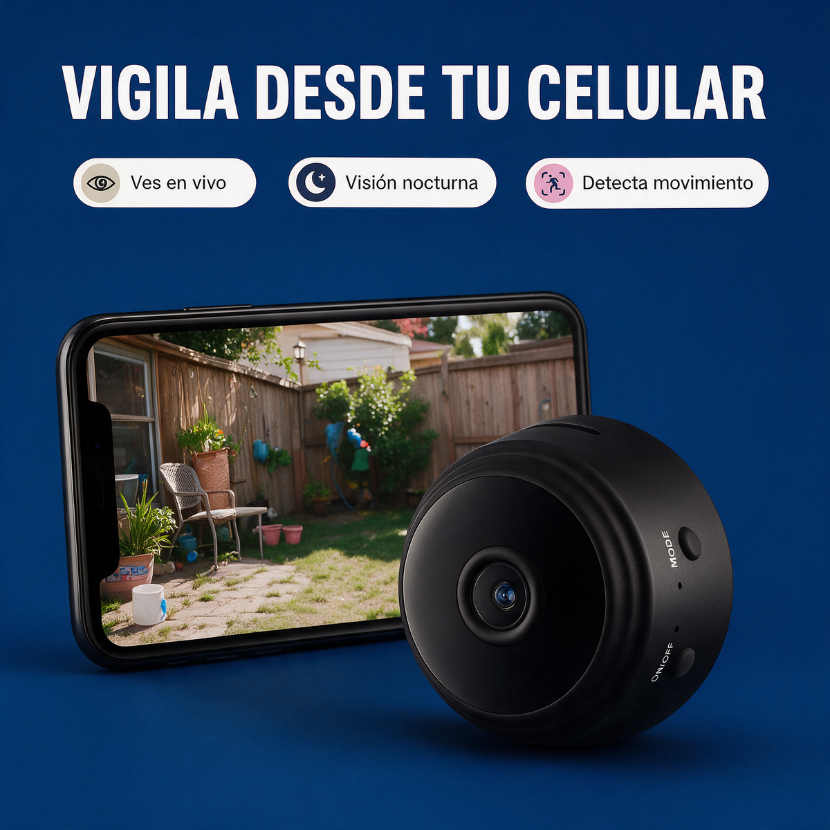 Mini Cámara WiFi 1080p — vigila desde tu celular
