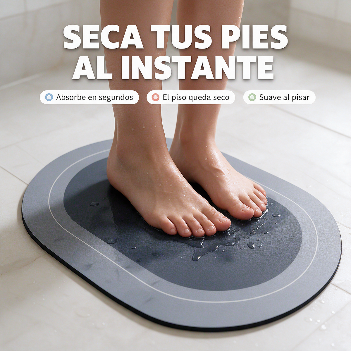 Alfombra de Baño Súper Absorbente — seca tus pies al instante