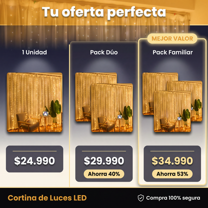 Cortina de Luces LED Cálidas 3x2 m